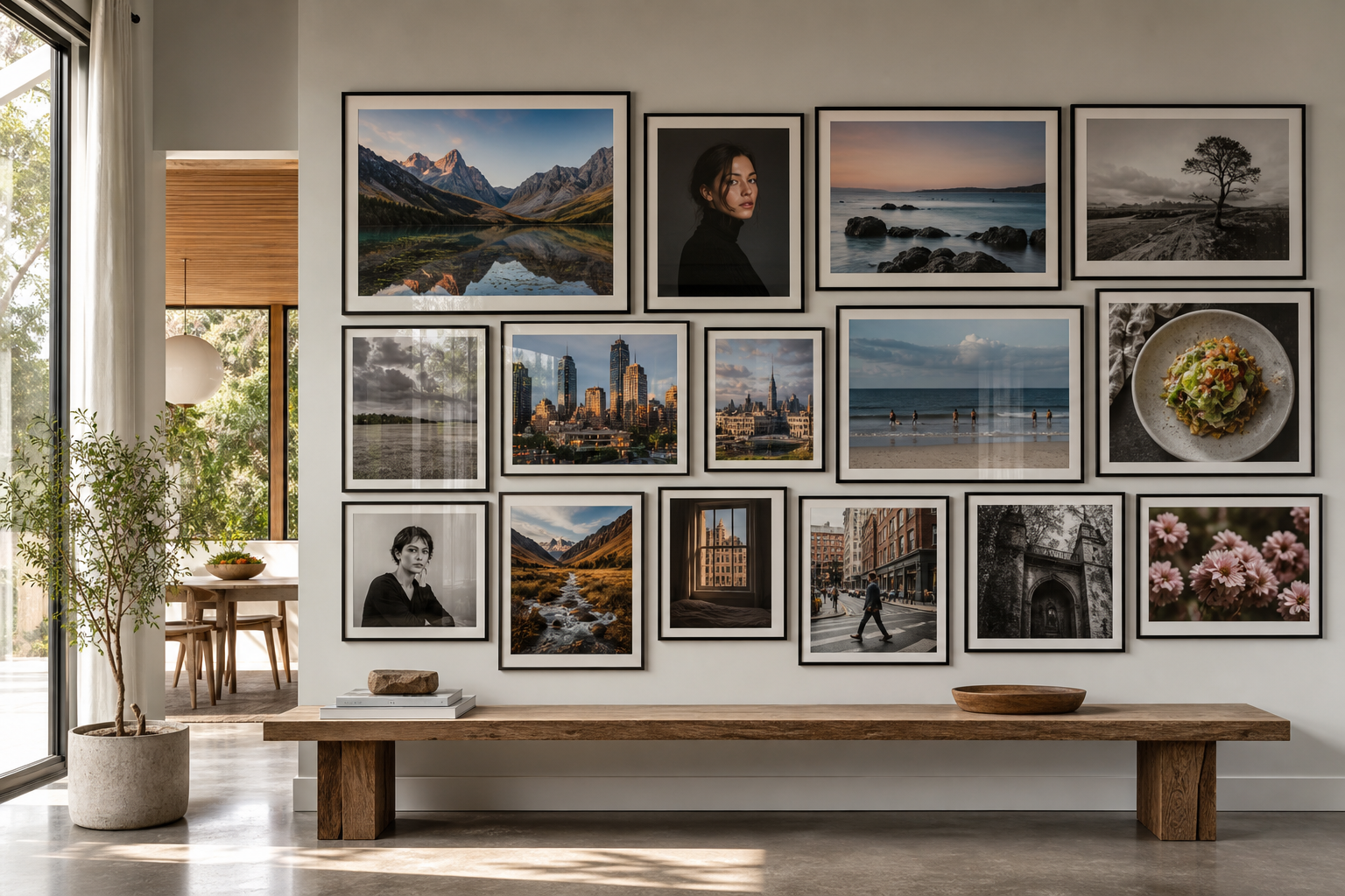Verzameling gratis stockfoto's naast elkaar in een raster